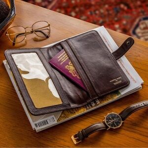 Maxwell Scott “The Vieste” Italian leather Travel Document wallet - Chestnut Tan